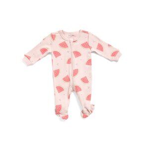 PETIT LEM Pink Infant Girls Watermelon Footed Sleep Coveralls